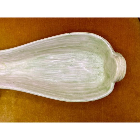 CELERY SHAPED DISH - Tray - Spoon Rest - Ceramic - Pale Green 14" x 5" Unmarked - Picture 3 of 7